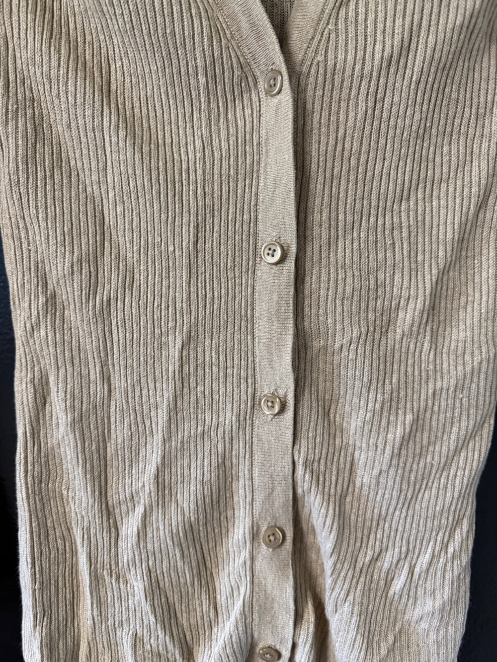 Linen Blend Ribbed Cardigan - Picture 8 of 11